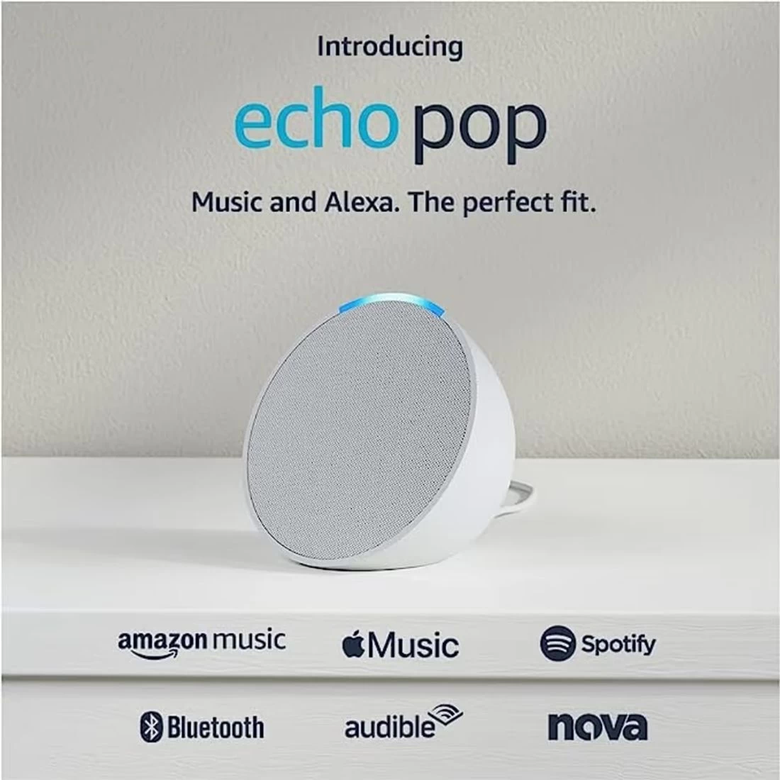 Amazon Echo Pop Compact Smart Speaker - Glacier White 5 Amazon Echo Pop Compact Smart Speaker - Glacier White - Image 3