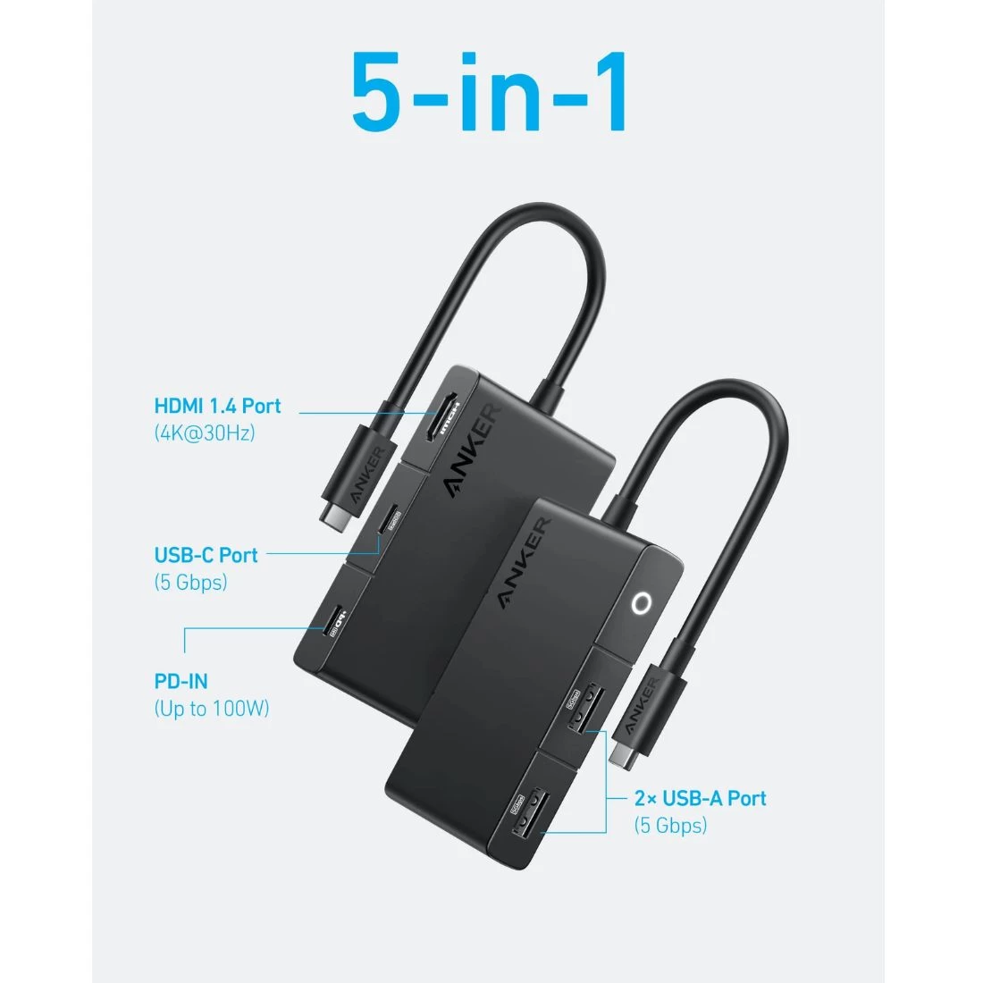 Anker 332 USB-C Hub (5-in-1, 4K HDMI) 4 Anker 332 USB-C Hub (5-in-1, 4K HDMI) - Image 2