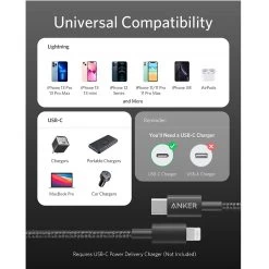 Anker New Nylon USB-C To Lightning Cable 1.8m - Black -3C Electronics Store anker new nylon usb c to lightning cable 6ft black 3