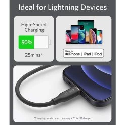 Anker 641 USB-C To Lightning Cable (Powerline III Flow, 6ft Silicone) - Black -3C Electronics Store anker powerline lightning a8663011 1