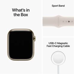 Apple Watch Series 8 45mm Gold Stainless Steel Case W/ Starlight Sport Band GPS + Cellular -3C Electronics Store apple watch series 8 45mm gold stainless steel case gps cellular