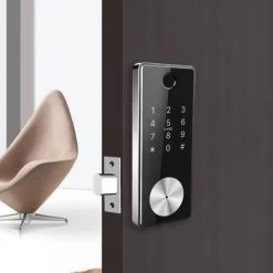 Auslock Deadbolt Series D11B Smart Finger Print Door Lock - Silver/Black -3C Electronics Store auslock deadbolt series d11b smart finger print door lock silver2