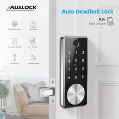 Auslock Deadbolt Series D11B Smart Finger Print Door Lock - Silver/Black -3C Electronics Store auslock deadbolt series d11b smart finger print door lock silver3