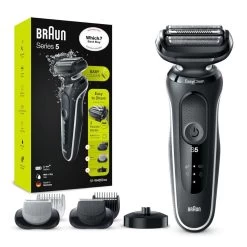 Braun Series 5 Easy Rinse Electric Shaver With Beard Trimmer Head & Charging Stand