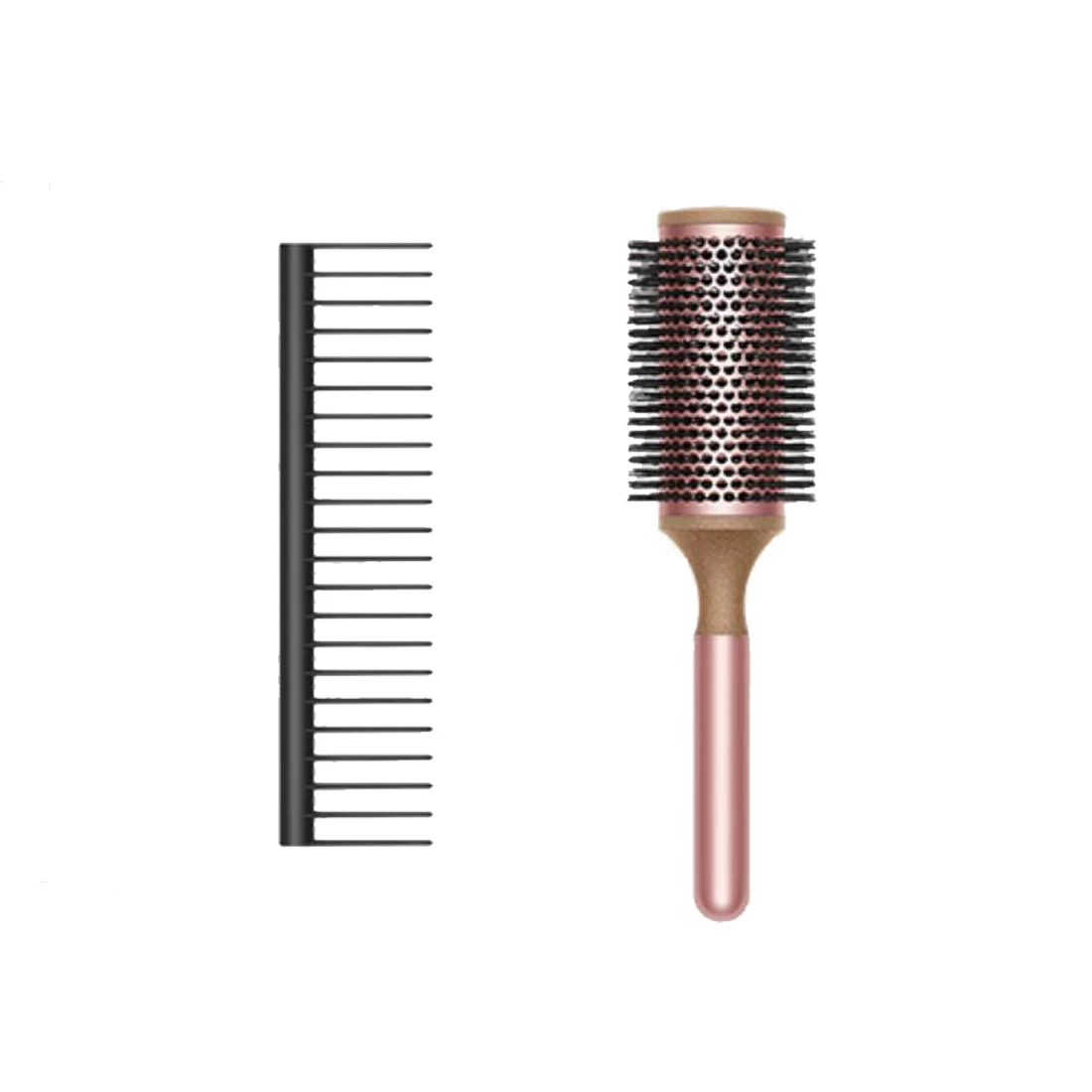 Dyson Brush Set In Rose Round Brush And Detangling Comb 973343-01 3 Dyson Brush Set In Rose Round Brush And Detangling Comb 973343-01