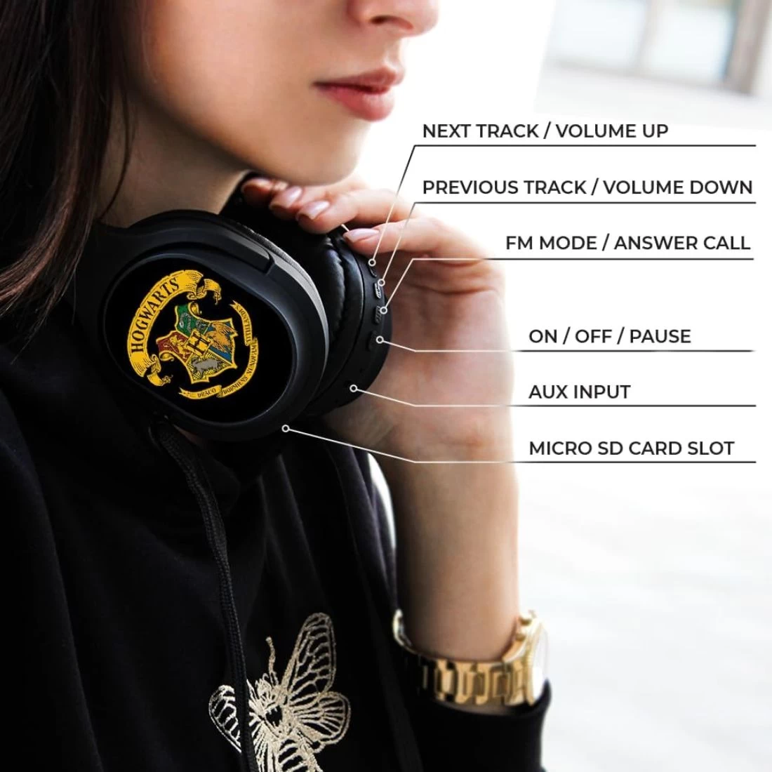 ERT Group Wireless Stereo Headphones With Mic Harry Potter 037 - Black 8 ERT Group Wireless Stereo Headphones With Mic Harry Potter 037 - Black - Image 6