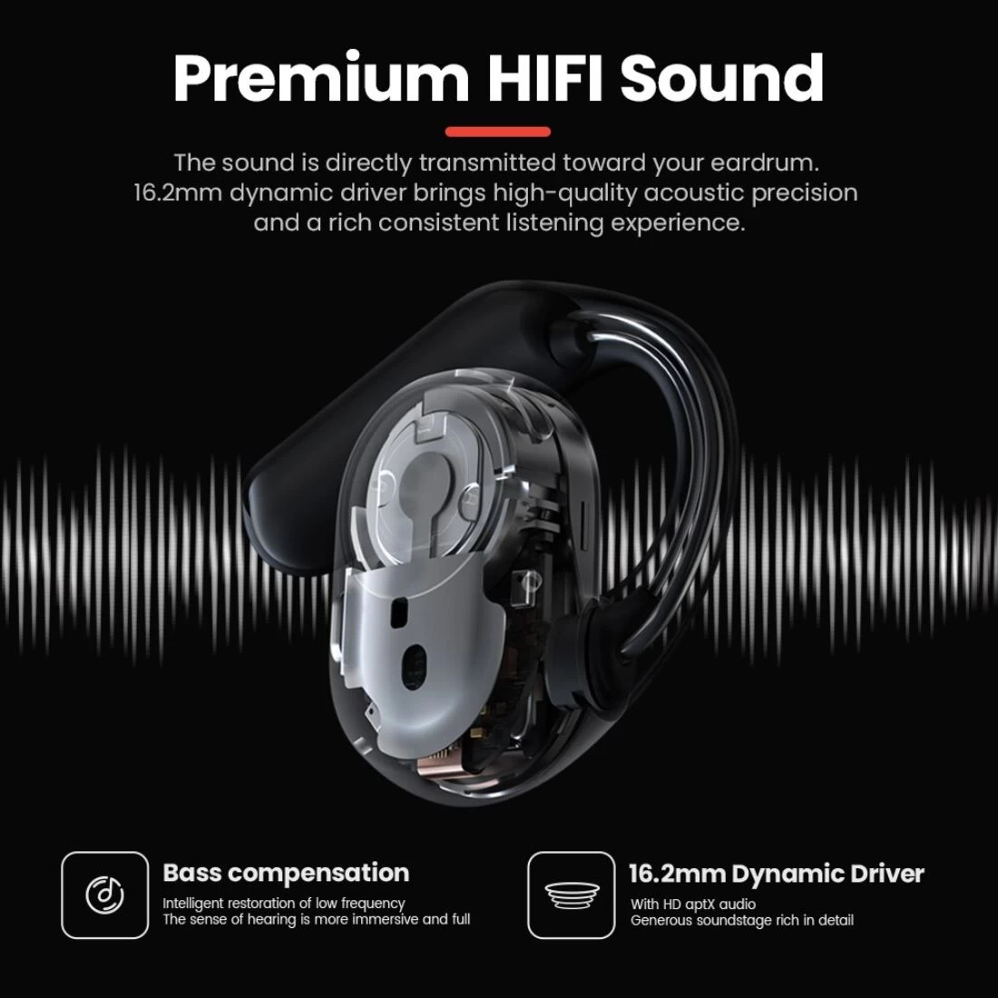 Haylou True Wireless Open Earbuds OW01 - Black 4 Haylou True Wireless Open Earbuds OW01 - Black - Image 2