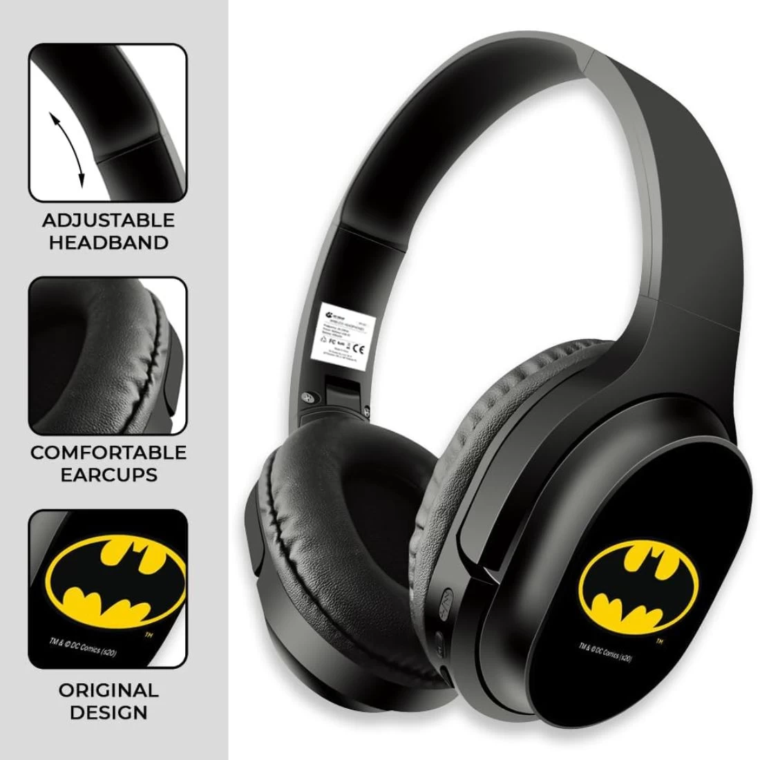 ERT Group DC Batman 002 Wireless Stereo Headphones With Mic - Black 6 ERT Group DC Batman 002 Wireless Stereo Headphones With Mic - Black - Image 4