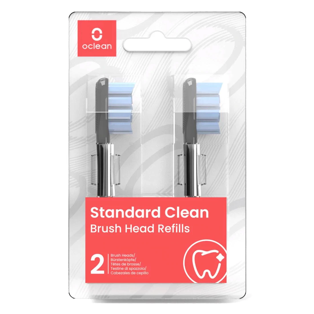 Oclean Standard Clean Brush Head 2 Pack - Black 3 Oclean Standard Clean Brush Head 2 Pack - Black