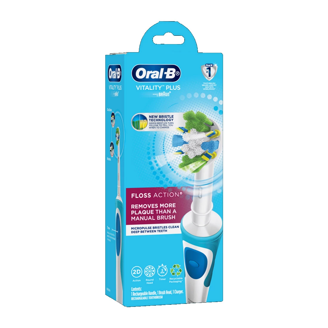 Oral B Oral-B Vitality Plus FlossAction Electric Toothbrush - Blue 4 Oral B Oral-B Vitality Plus FlossAction Electric Toothbrush - Blue - Image 2