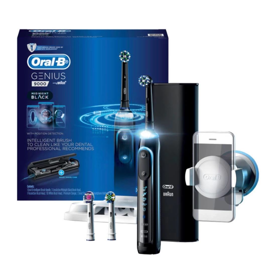 Oral B Oral-B Genius 9000 Electric Toothbrush With 3 Replacement Heads & Smart Travel Case - Black 4 Oral B Oral-B Genius 9000 Electric Toothbrush With 3 Replacement Heads & Smart Travel Case - Black - Image 2