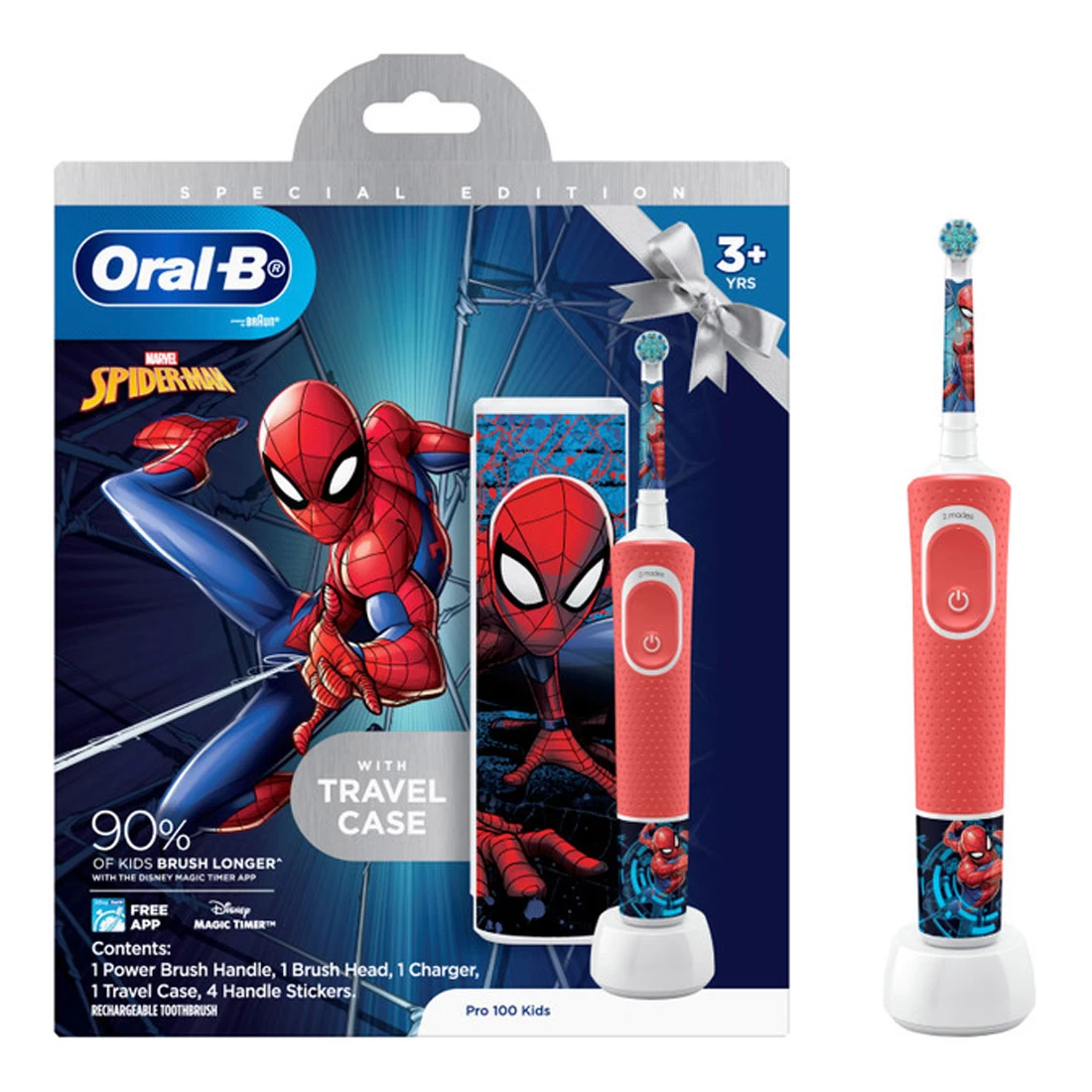 Oral B Oral-B Pro 100 Kids 3+Years Electric Toothbrush - Spiderman 3 Oral B Oral-B Pro 100 Kids 3+Years Electric Toothbrush - Spiderman
