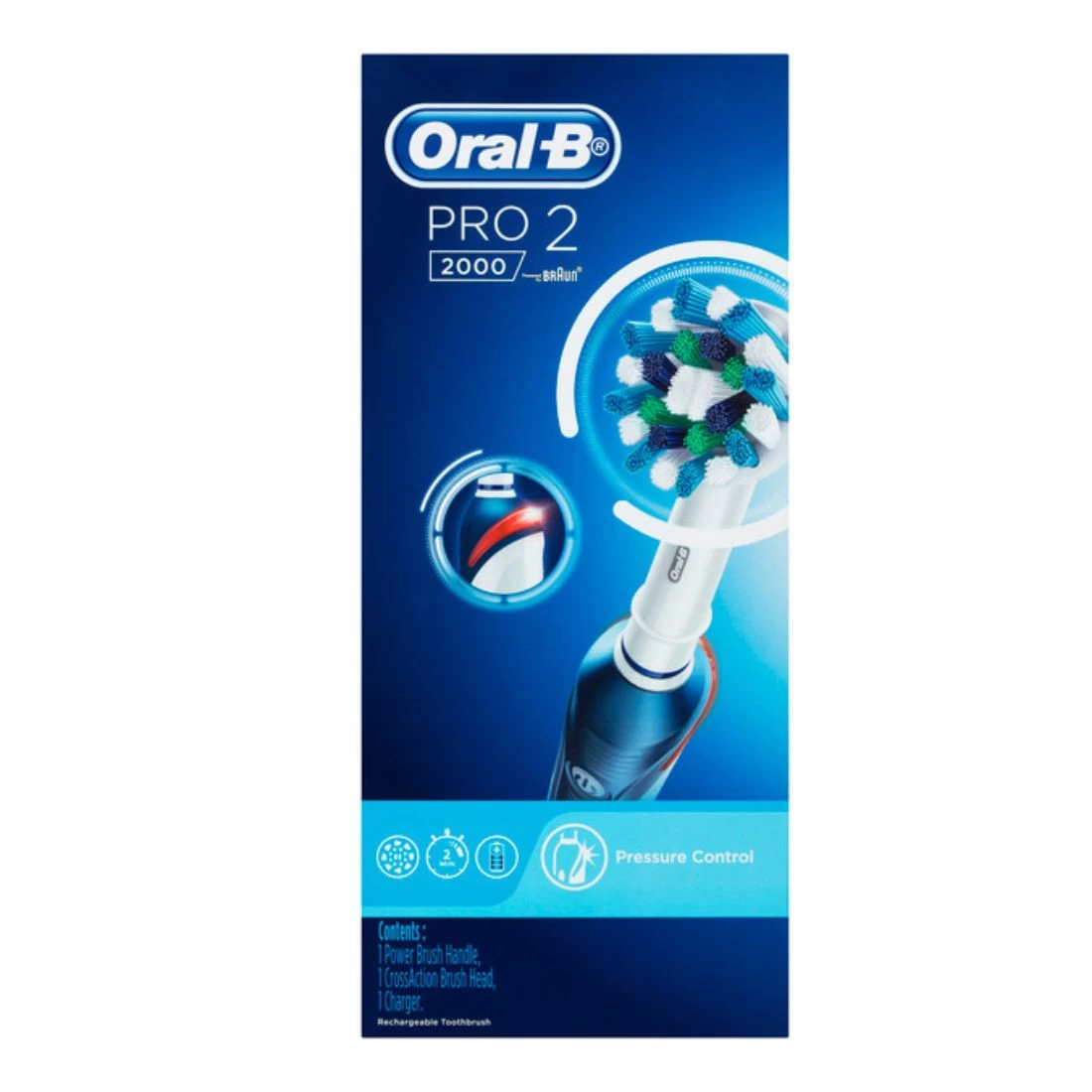 Oral B Oral-B Pro 2 2000 Electric Toothbrush - Dark Blue 4 Oral B Oral-B Pro 2 2000 Electric Toothbrush - Dark Blue - Image 2