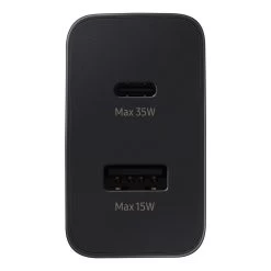 Samsung 35W Power Adapter Charger Duo DUAL Port PD 3.0 (USB-C + USB-A) - Black -3C Electronics Store samsung 35w duo travel adapter black 1