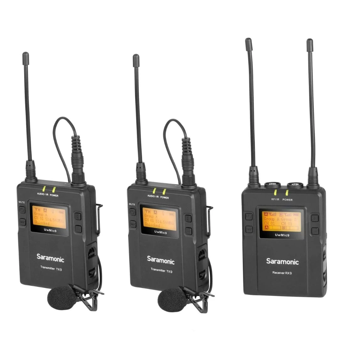 Saramonic UWMIC9AU Kit2 (TX9+TX9+RX9) UHF Wireless Lavalier Microphone System 3 Saramonic UWMIC9AU Kit2 (TX9+TX9+RX9) UHF Wireless Lavalier Microphone System